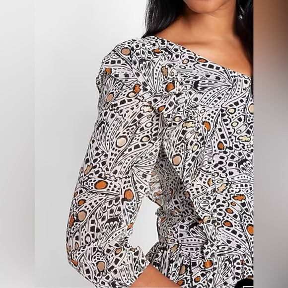 Express Versatile Rachel Zoe Printed One Shoulder Ruffle Mini Dress - Picture 5 of 14